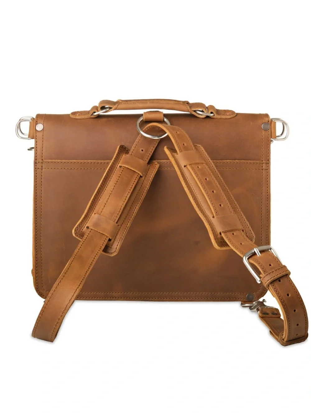 Saddleback Leather Thin Leather Briefcase with Adjustable Strap - Tobacco